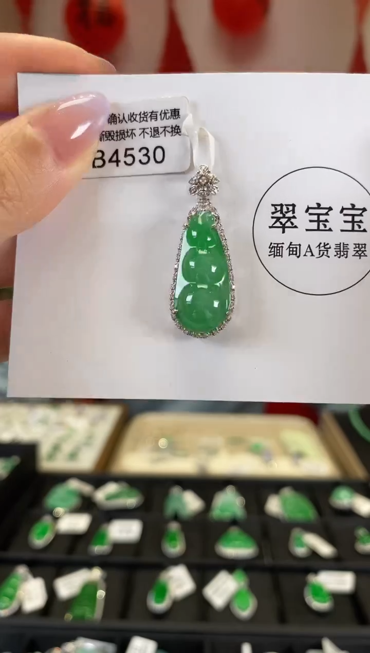 【闪购商品】翡翠颈饰18K金镶嵌B4530 豆子 含运营费
