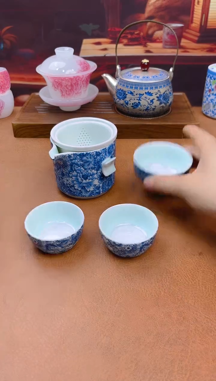 陶瓷茶具摆件旅行套组