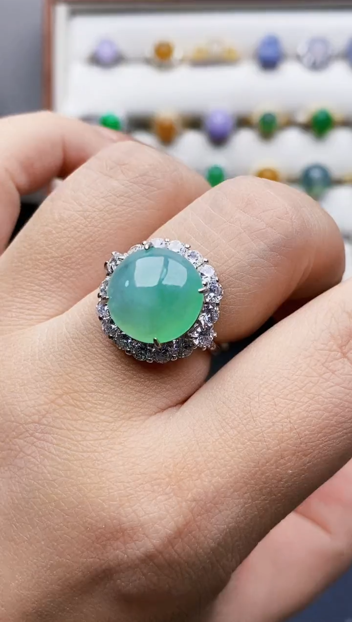 银S925镶嵌戒指翡翠1245