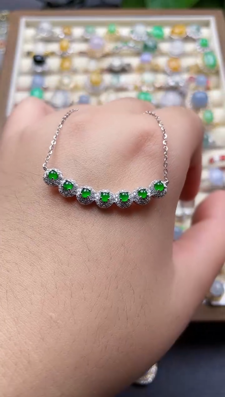 颈饰银S925镶嵌翡翠103