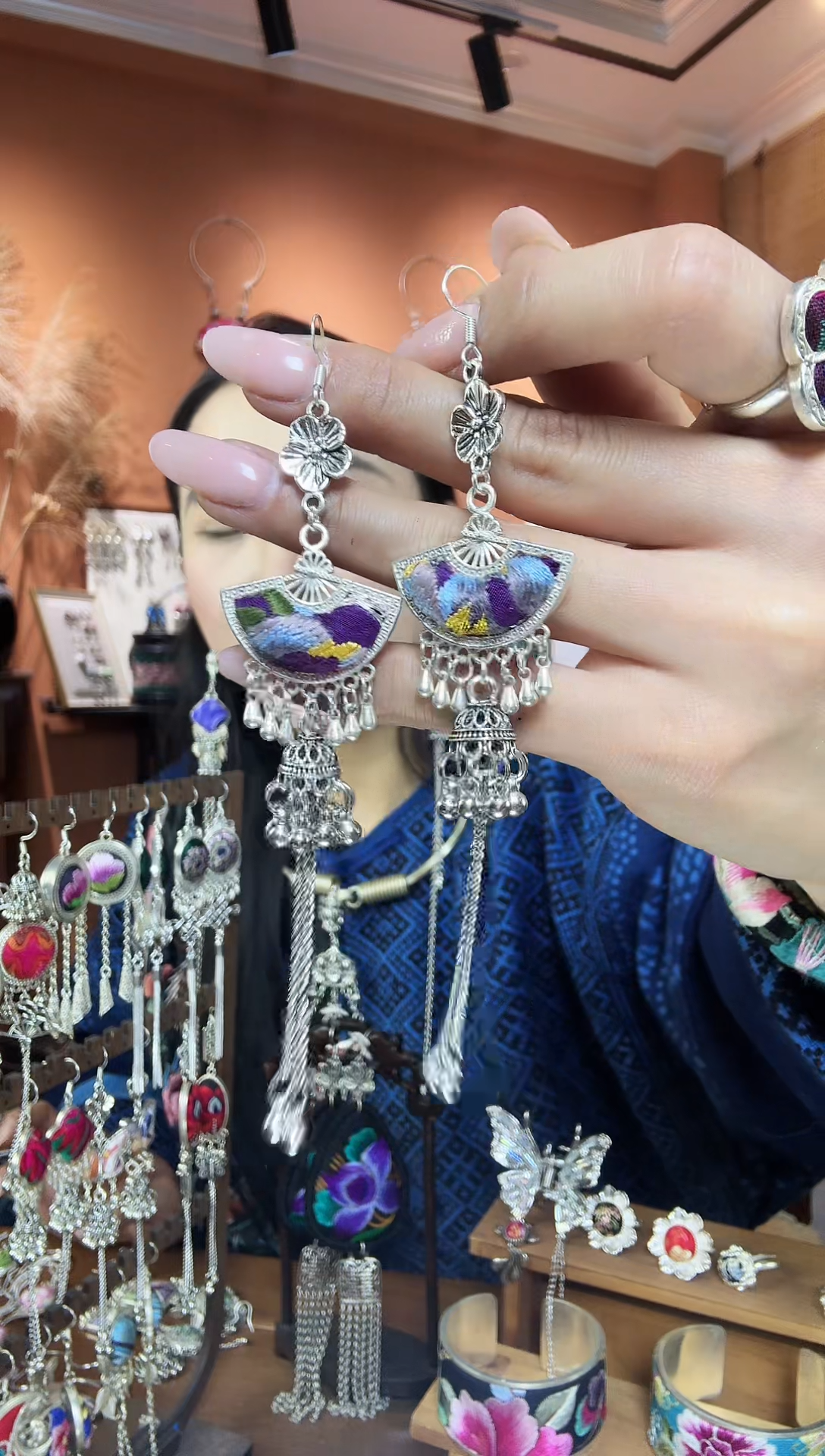 【闪购商品】刺绣传统非遗民族凤手工刺绣饰品耳环