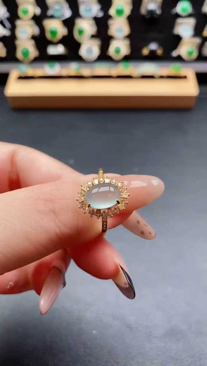 银S925镶嵌戒指翡翠1