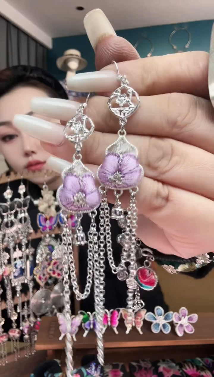 刺绣纯手工民族风刺绣耳环