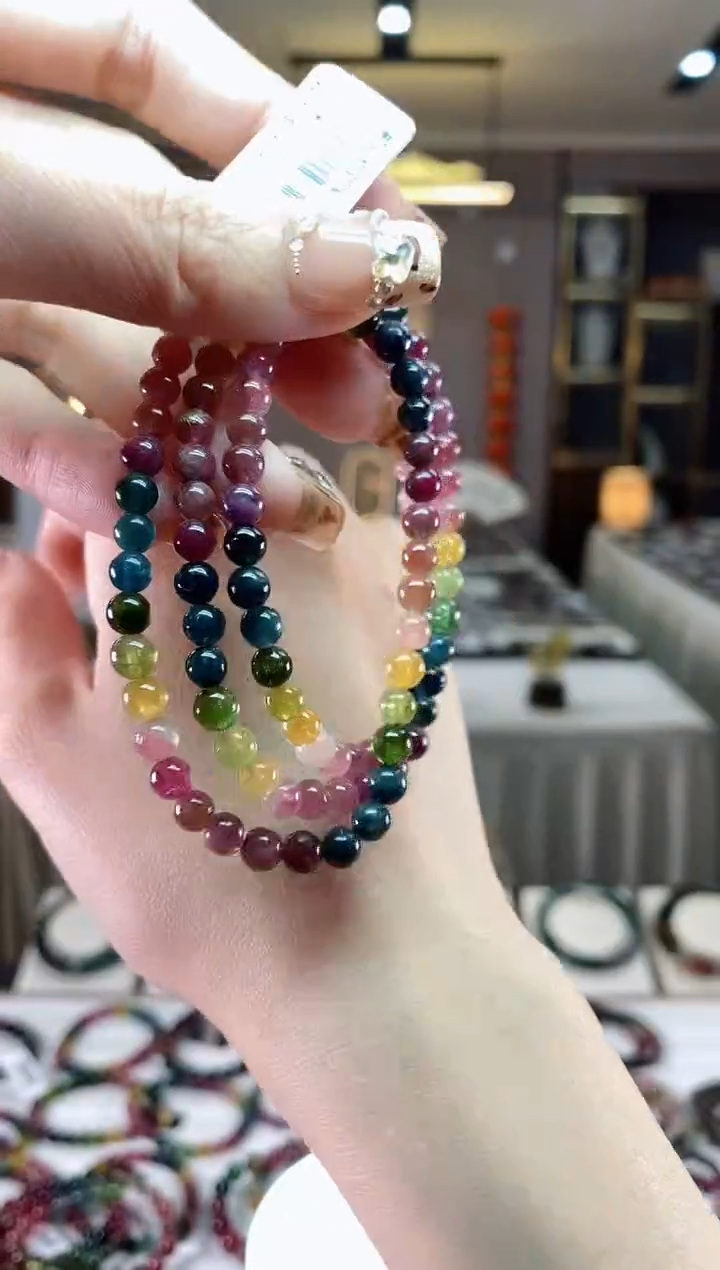 【闪购商品】碧玺三圈手串5mm+未镶嵌一物一证dan