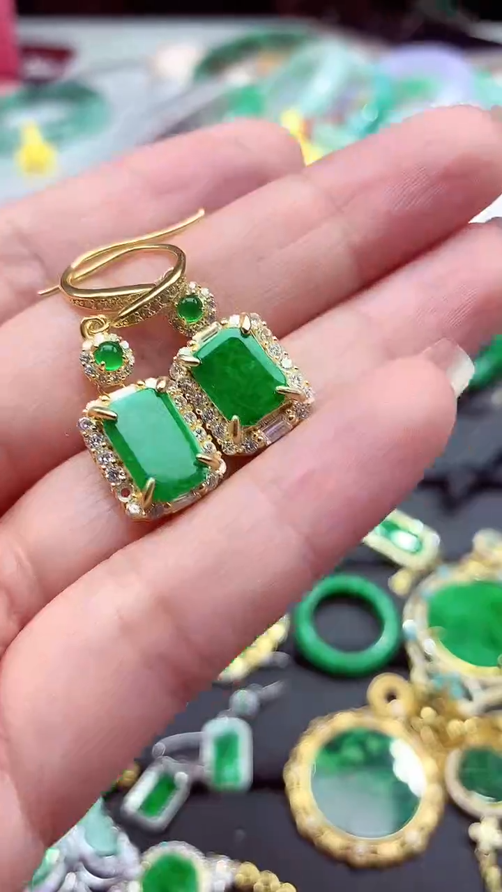 【闪购商品】翡翠耳饰银S925镶嵌耳饰