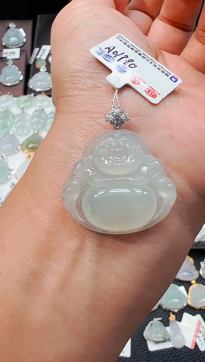 吊坠(不含链)18K金镶嵌翡翠佛公吊坠