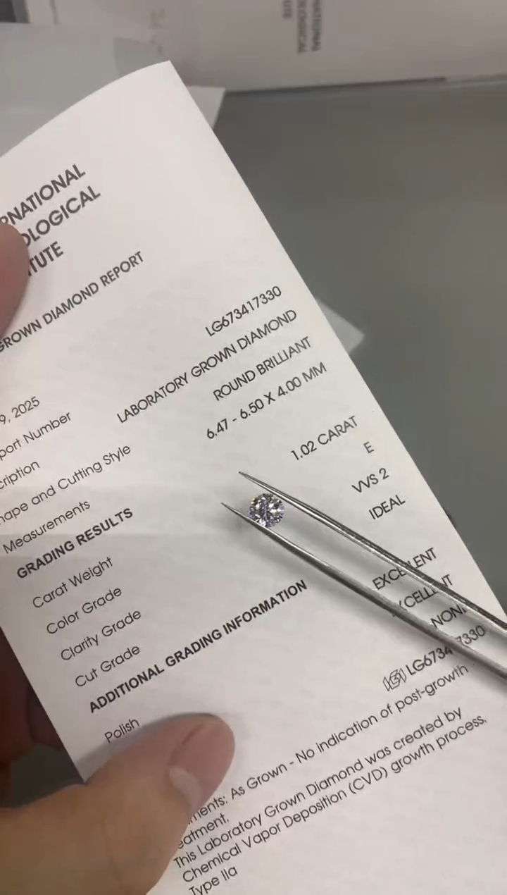 【闪购商品】实验室培育钻石裸石未镶嵌1.02E673417330