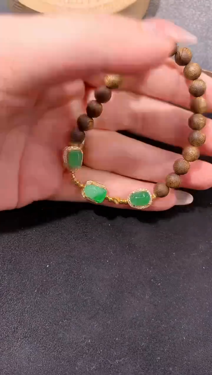 银S925镶嵌手绳翡翠手串