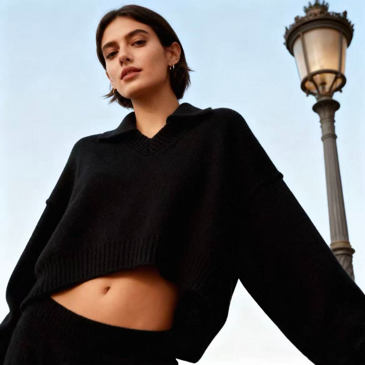 未使用 ALEXANDER WANG 蔚蓝/女士翻领针织衫/S码/LZ0104A991