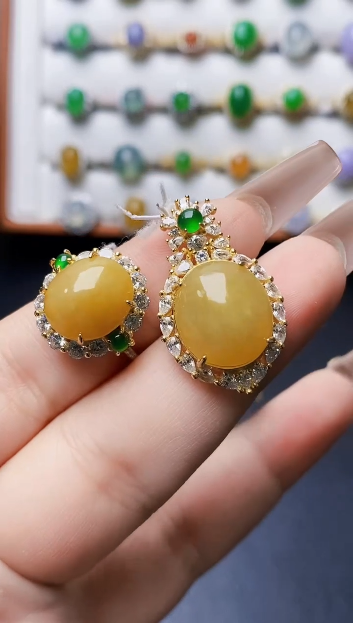 银S925镶嵌戒指翡翠0193