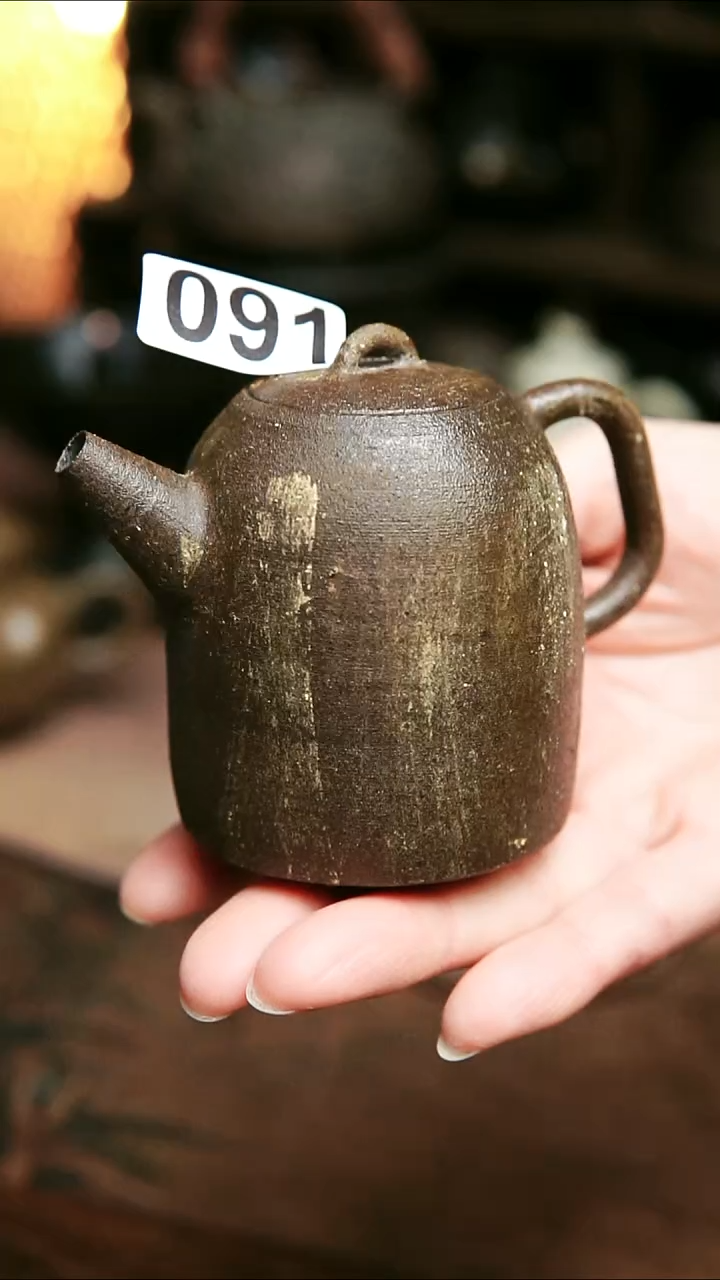 091号紫砂全手工粉引茶壶120毫升