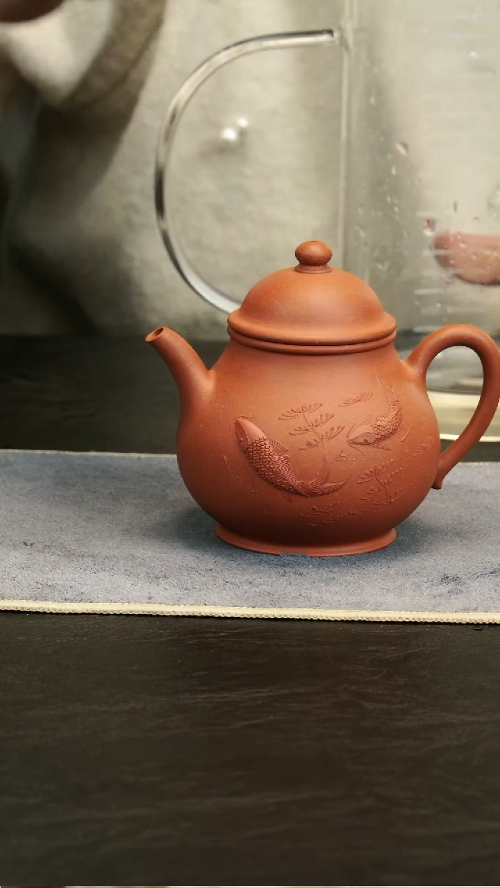 【闪购商品】紫砂茶壶年年有余原矿红黄泥
