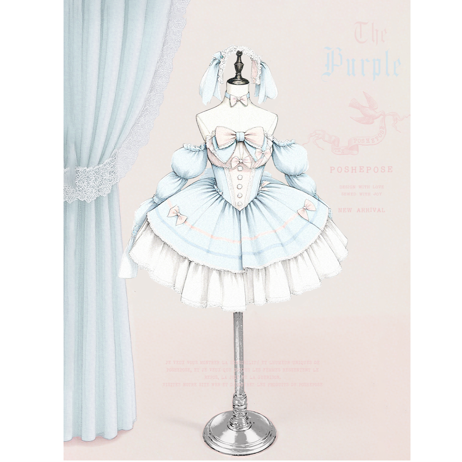 POSHEPOSE初灵高定如心垂耳兔系列-蓝粉色（18号下架）