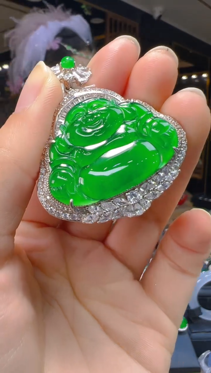 吊坠(赠链)银S925镶嵌翡翠054(多样性发货发其一)