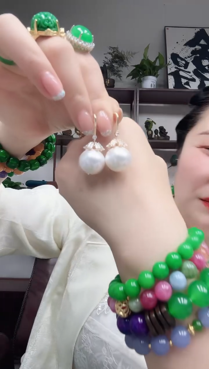 耳饰拼合珍珠（马贝珠）银S925镶嵌珠珠耳钉