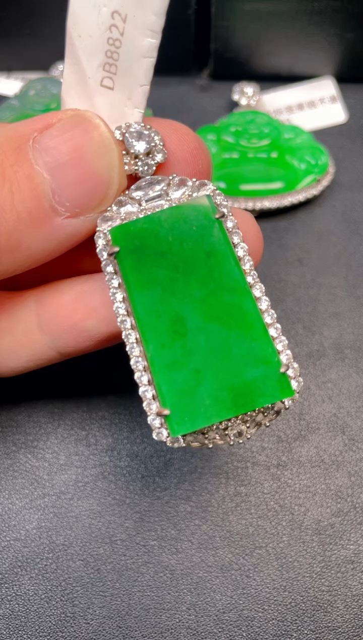 吊坠(不含链)银S925镶嵌翡翠吊坠