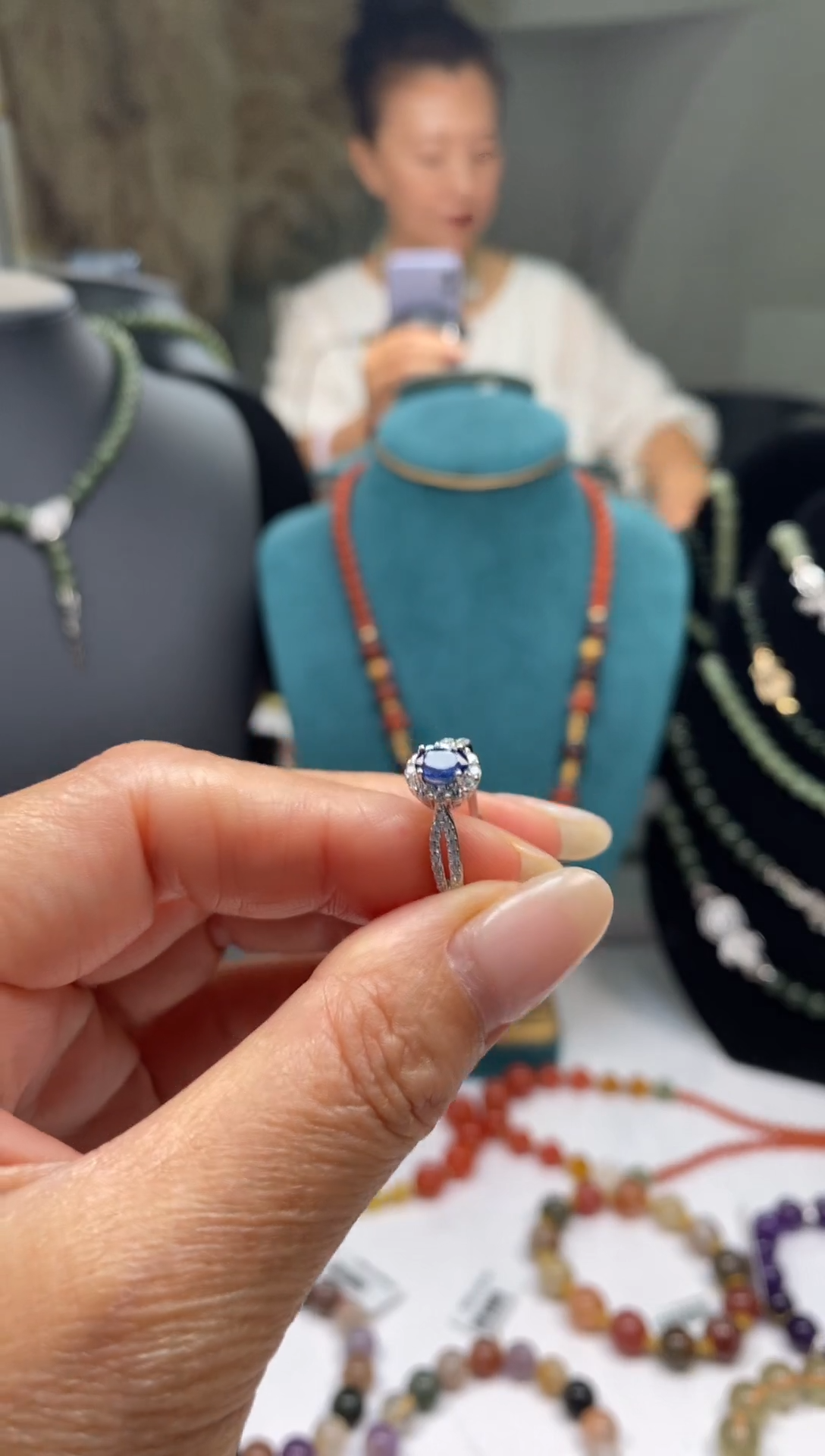 蓝宝石戒指银S925镶嵌多样性发货其一3933