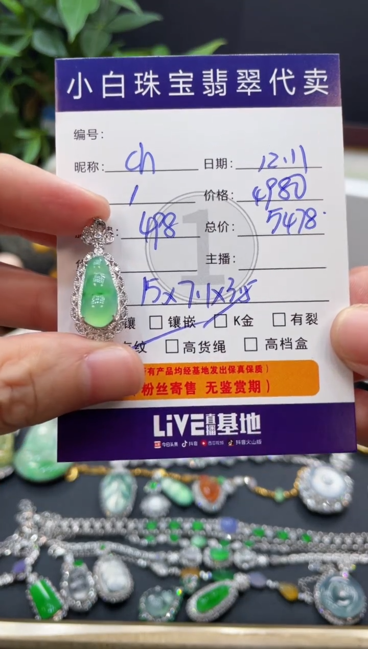 吊坠(不含链)18K金镶嵌翡翠C****y吊坠