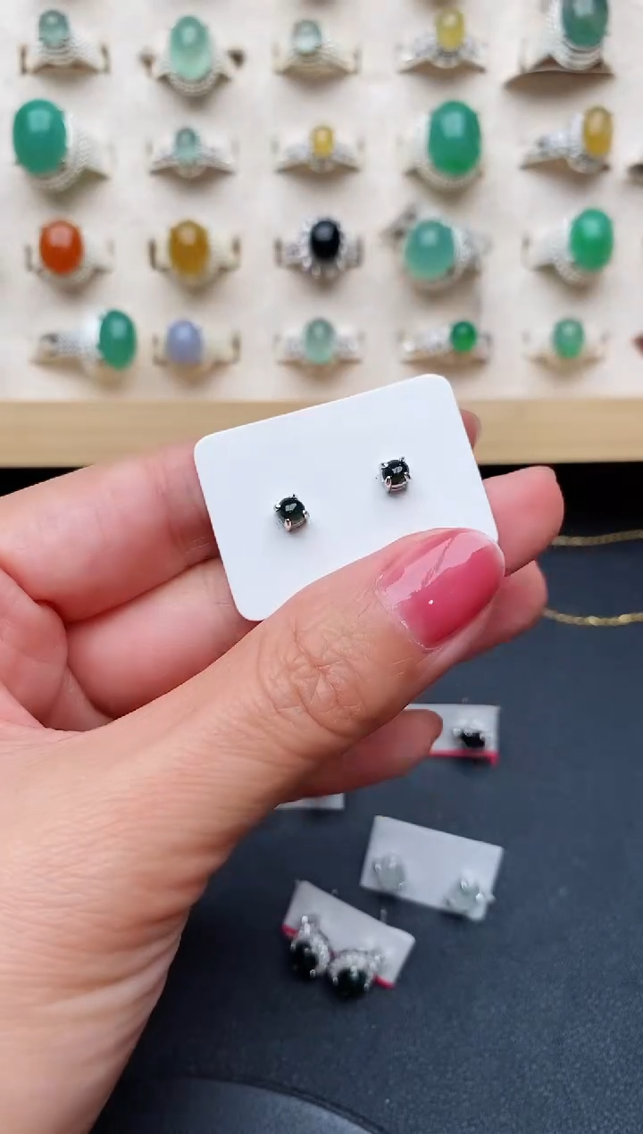 【闪购商品】翡翠戒指银S925镶嵌缅甸天然A货翡翠333   3-10