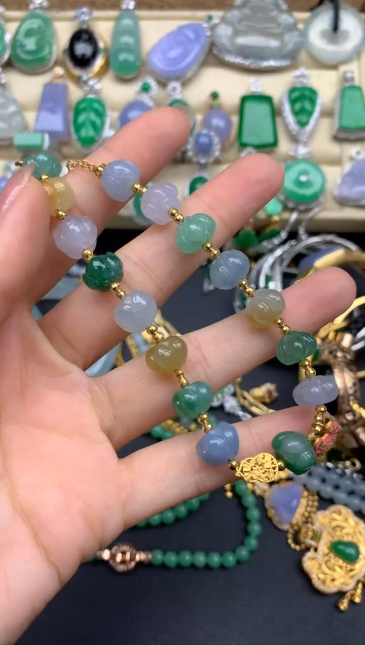 【闪购商品】翡翠手串18K金镶嵌494-中国好珍宝