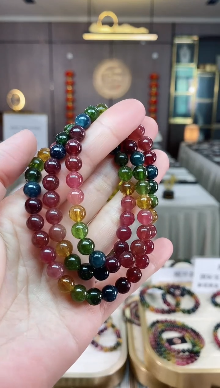 【闪购商品】碧玺三圈手串7mm+未镶嵌（多样性发一条）xion