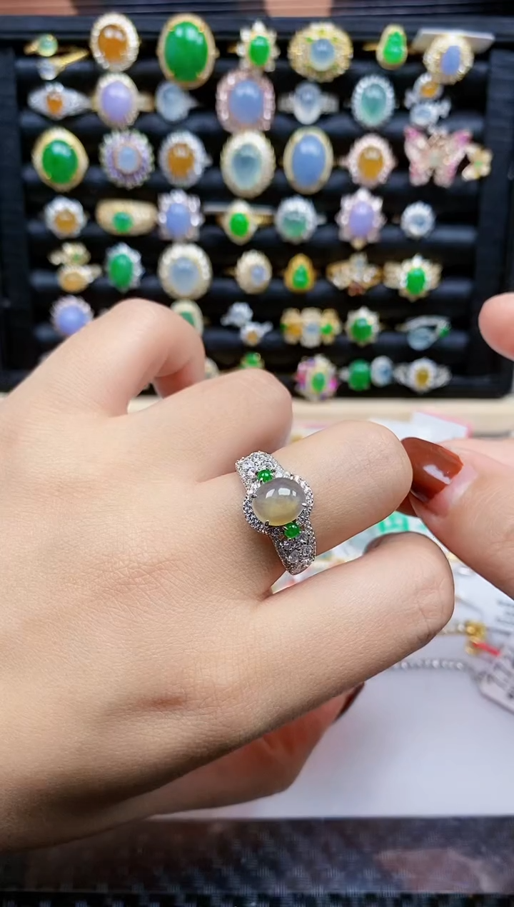 银S925镶嵌戒指翡翠428