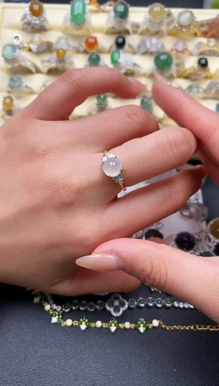 【闪购商品】翡翠戒指银S925镶嵌3333333+9