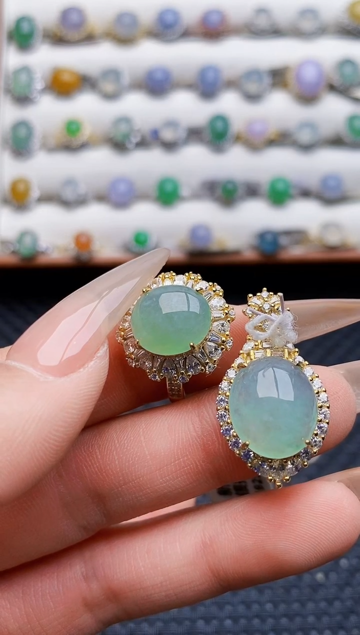 银S925镶嵌戒指翡翠3471