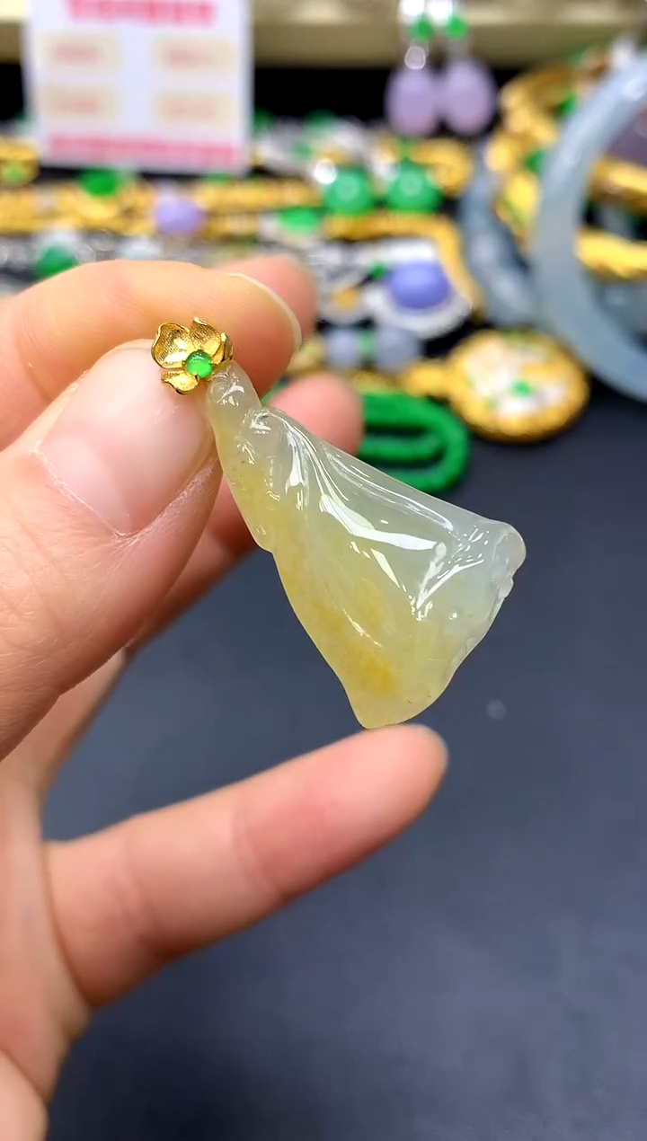 颈饰18K金镶嵌翡翠99-中国好珍宝