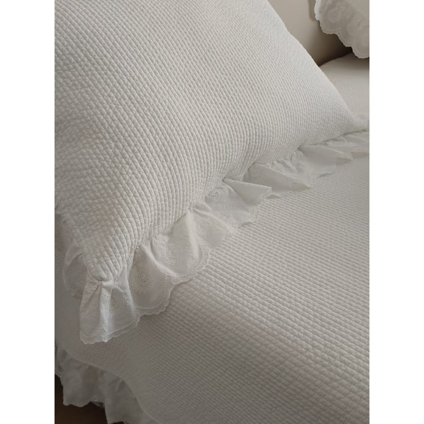 【木白】韩国 超软 广木棉砂洗床盖三件套简约加厚纯色绗缝床上用品