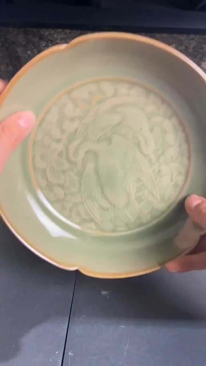 耀州窑仰山鸳鸯盘大瑕