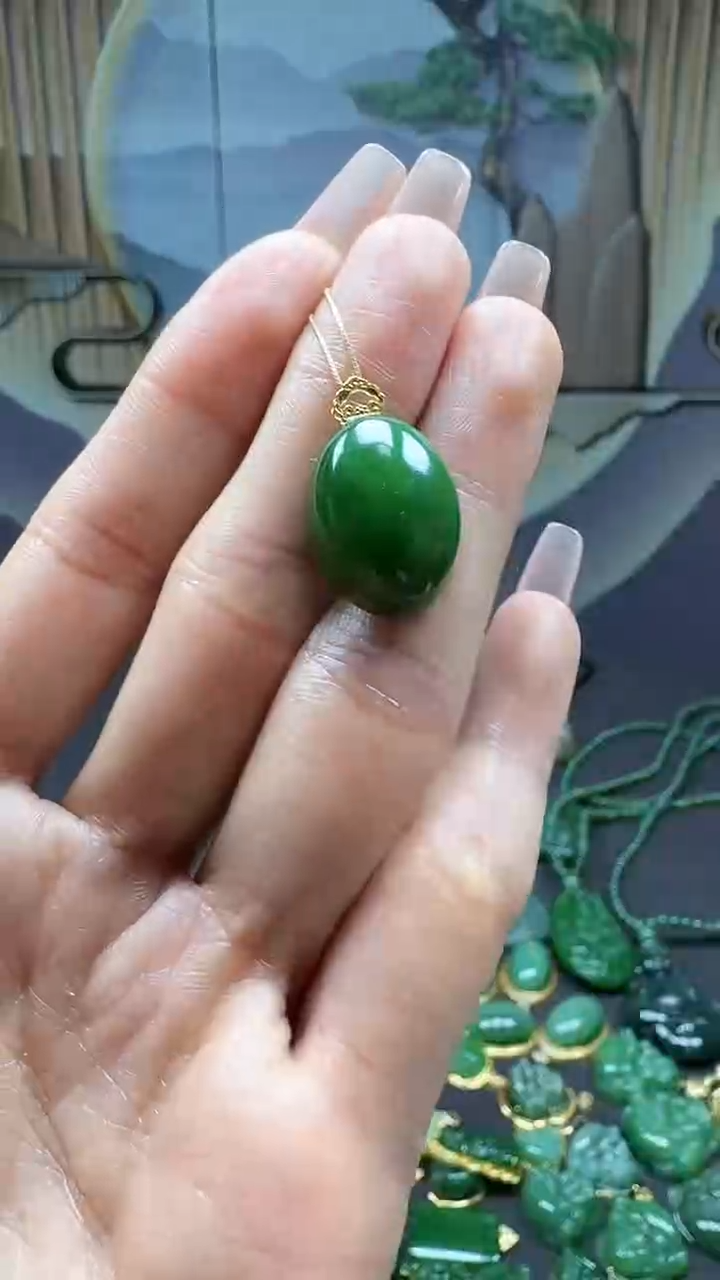 【闪购商品】和田玉吊坠(不含链)18K金镶嵌1