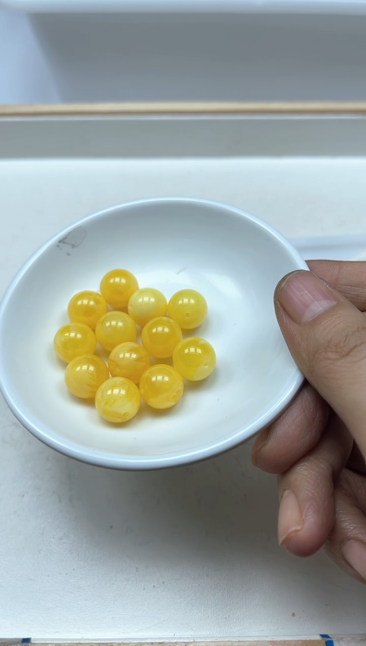 未镶嵌蜜蜡裸石M53白花蜜蜡12mm6颗9元