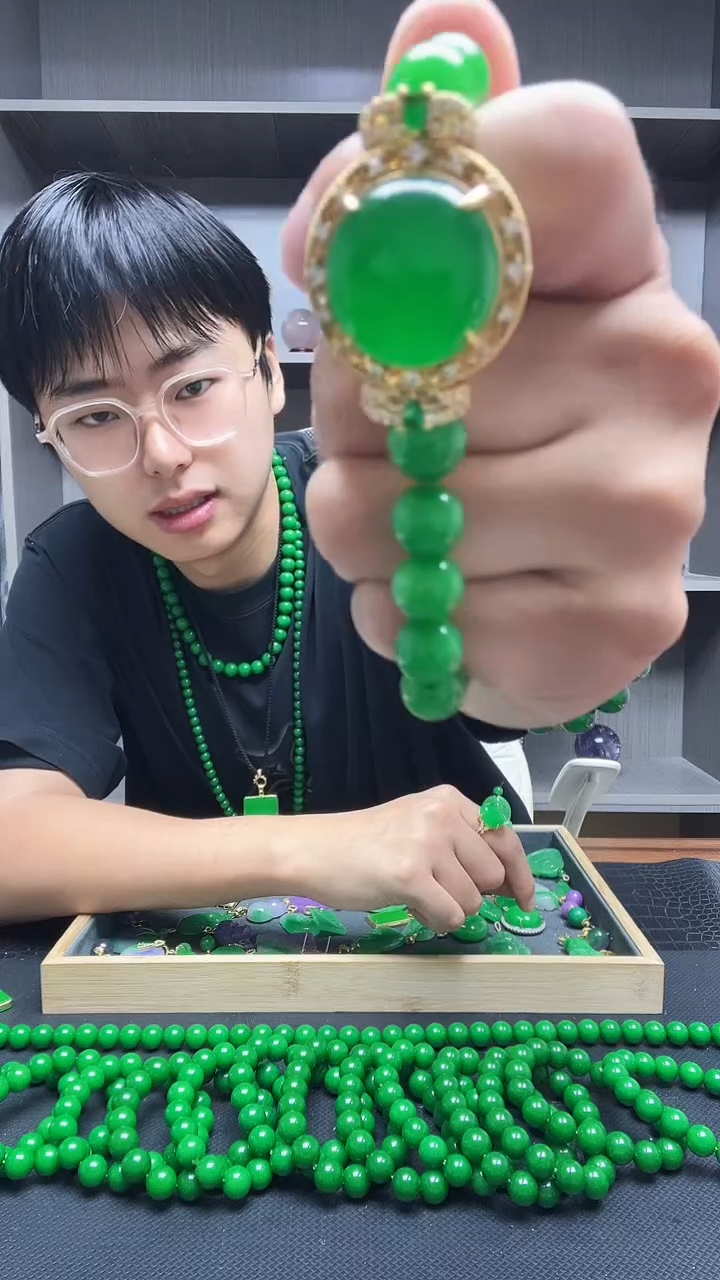14K金镶嵌手链翡翠手链