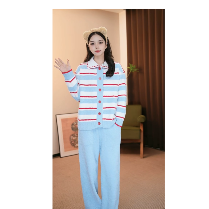 HANYOU【夹心酸奶】亲子秋冬A类半边绒睡衣套装高品质家居服JG120