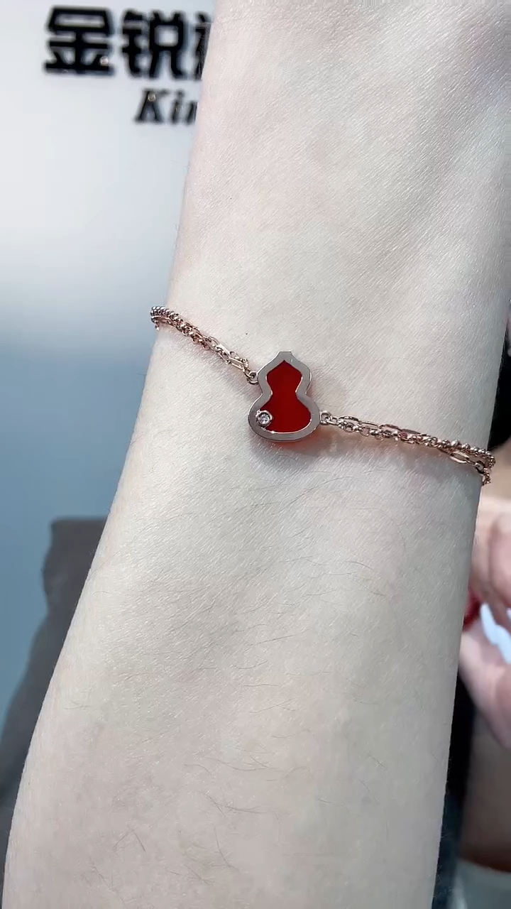 【闪购商品】玛瑙/玉髓手链18K金镶嵌18K金钻石葫芦手链