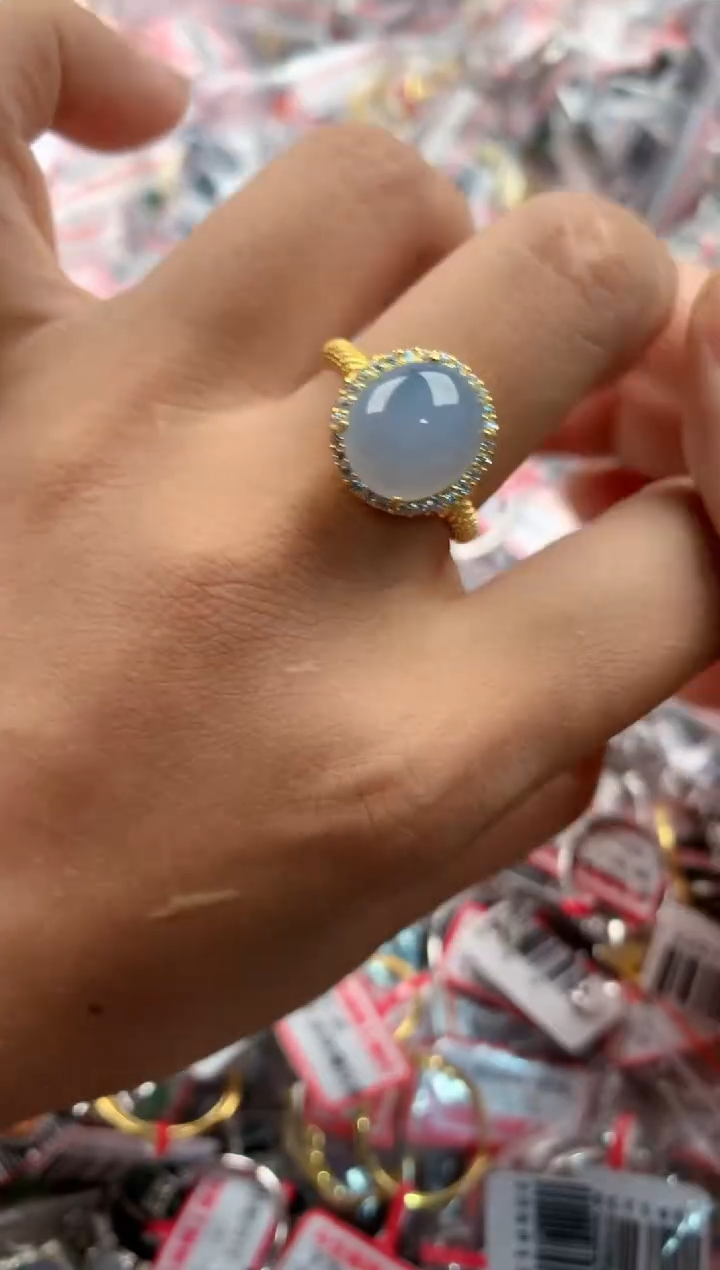 银S925镶嵌戒指翡翠111              6