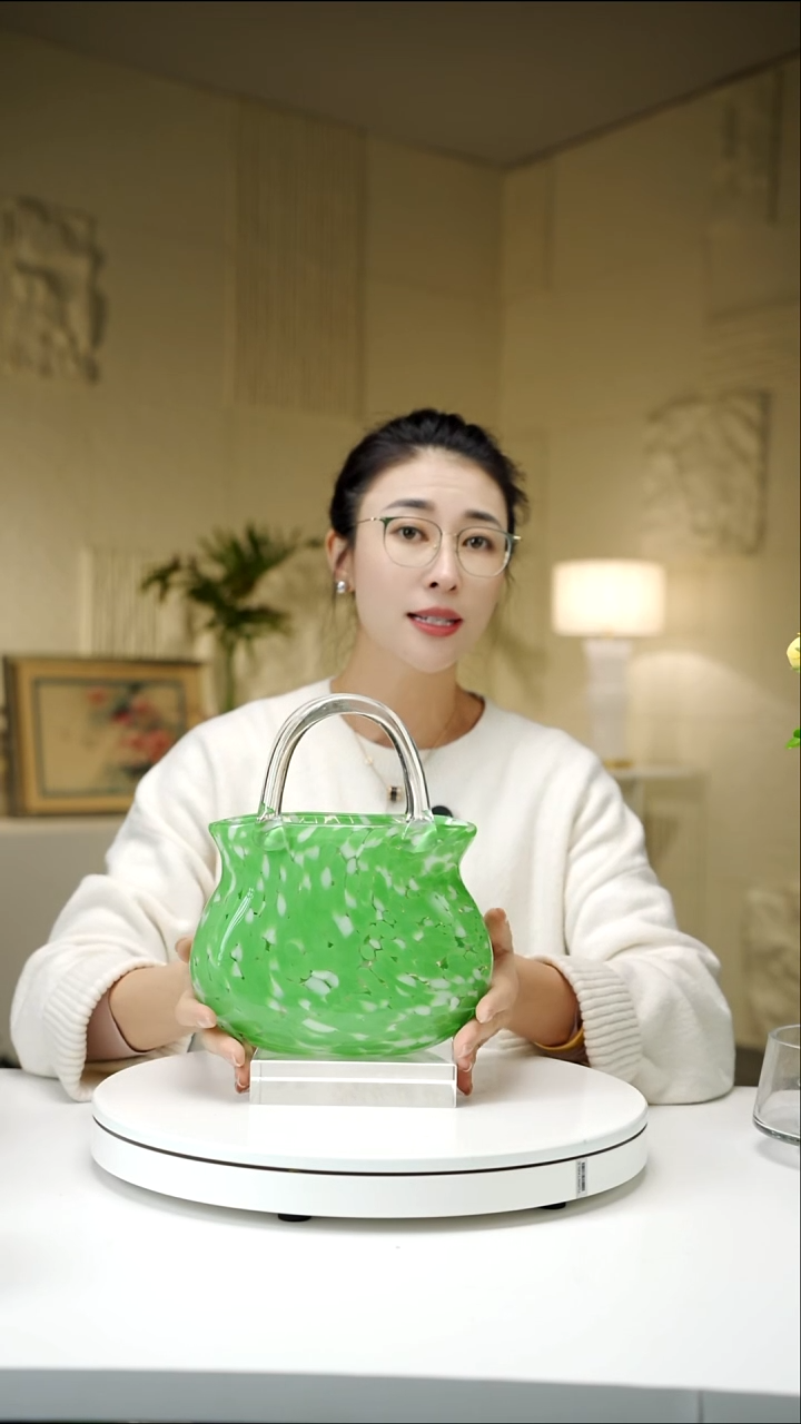 手工艺品琉璃福利绿色小包花器