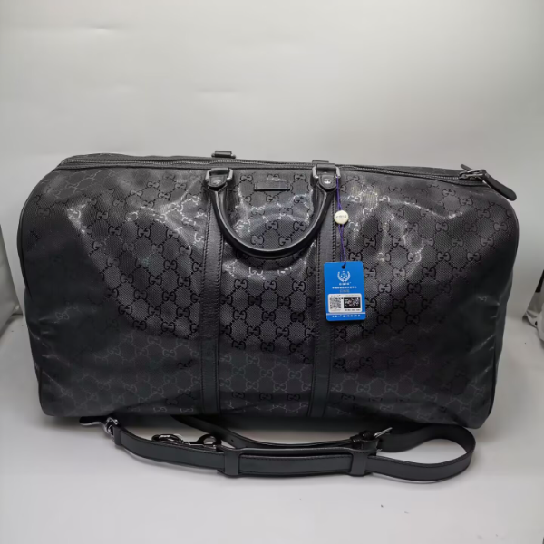 99新 GUCCI/古驰 97新18149古驰黑老花水晶皮旅行袋健身包奢侈
