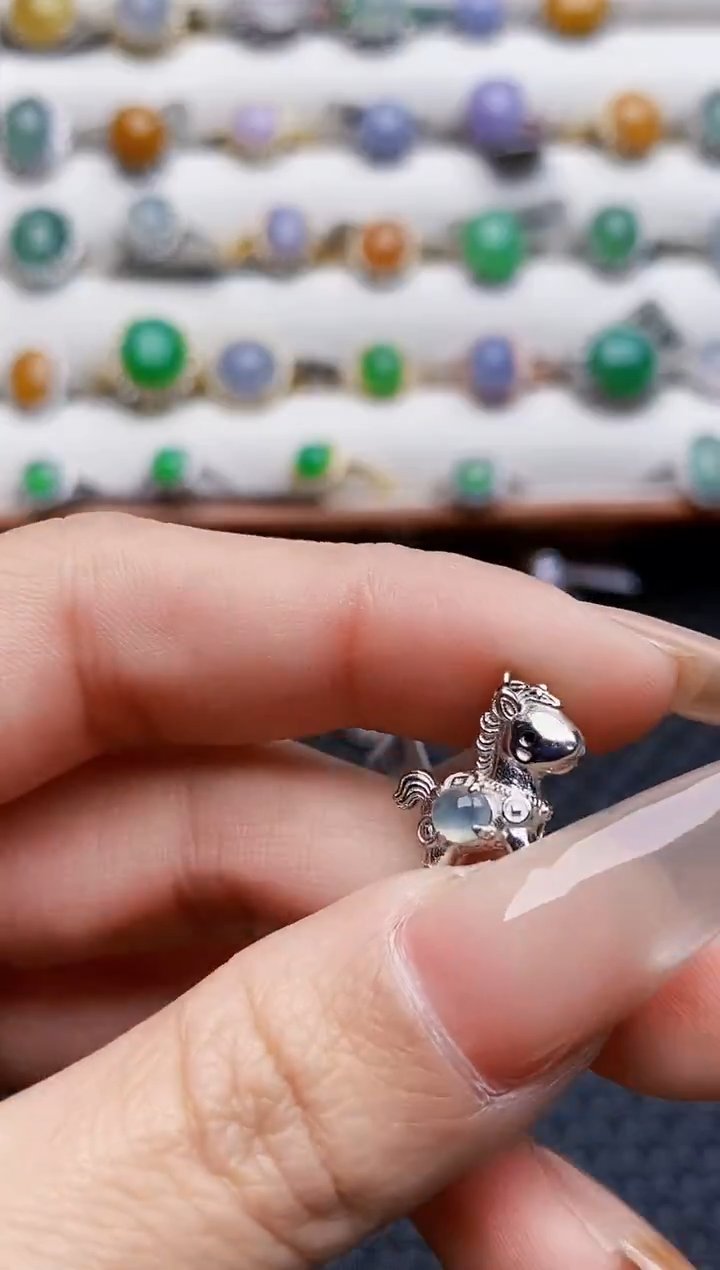 银S925镶嵌戒指翡翠4037