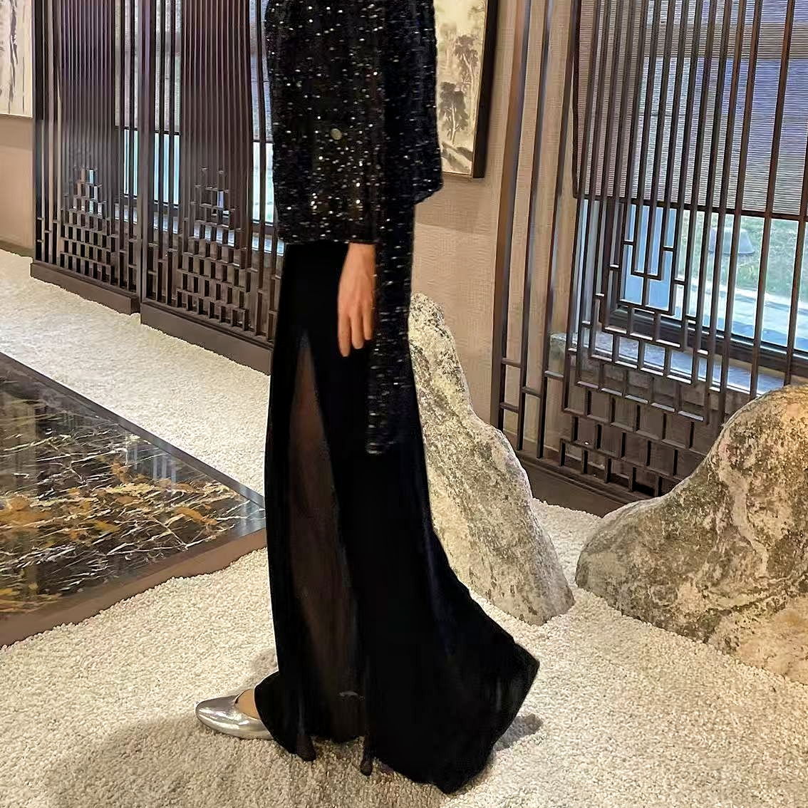 泉腾腾专属 缪斯女士”系列丝绒半裙侧拼短款/长款鱼尾裙 打底长裙