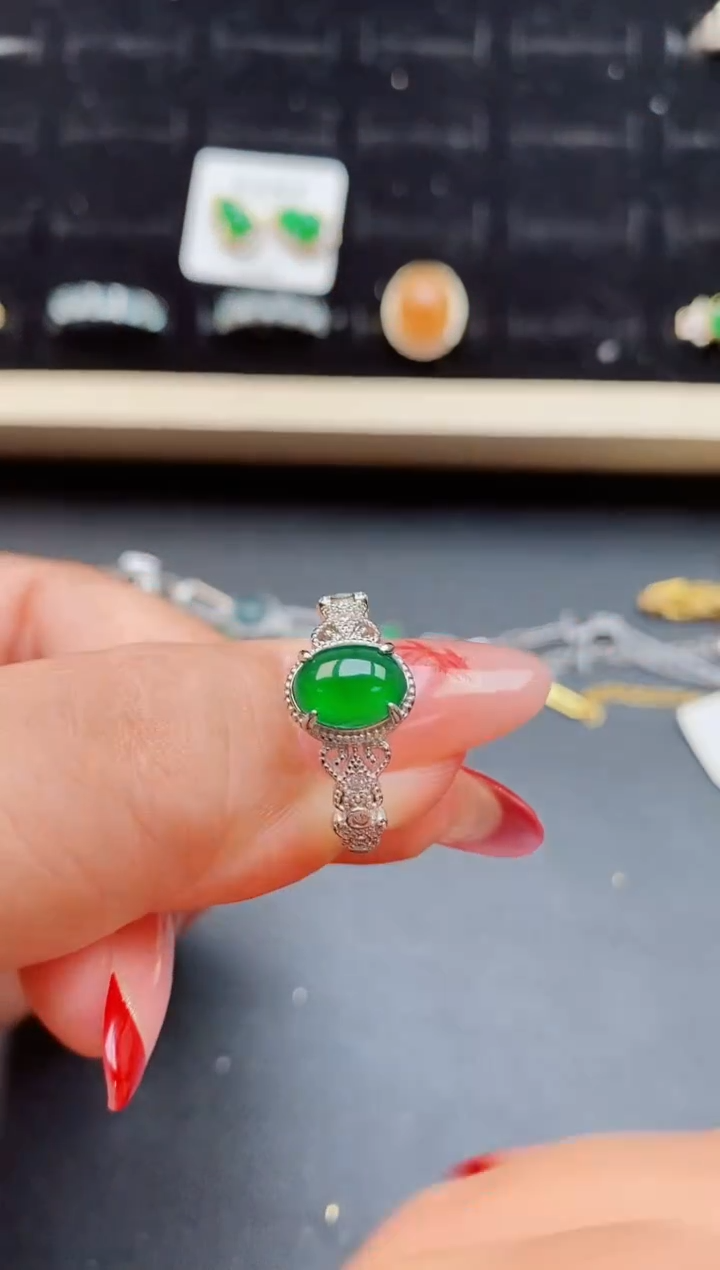 【闪购商品】翡翠戒指银S925镶嵌508505