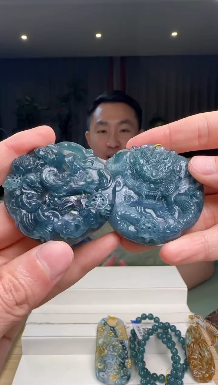 【闪购商品】翡翠颈饰未镶嵌多样性发其一对DY@@WS50307H0