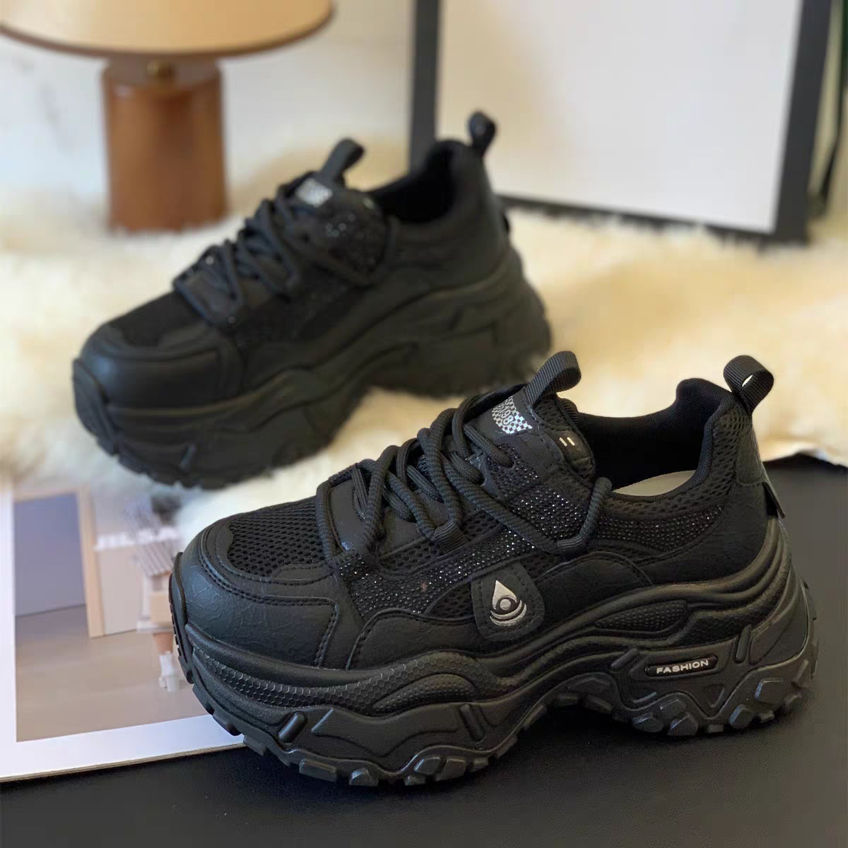 536512厚底增高老爹鞋女秋季新款百搭显脚小女鞋舒适增高鞋