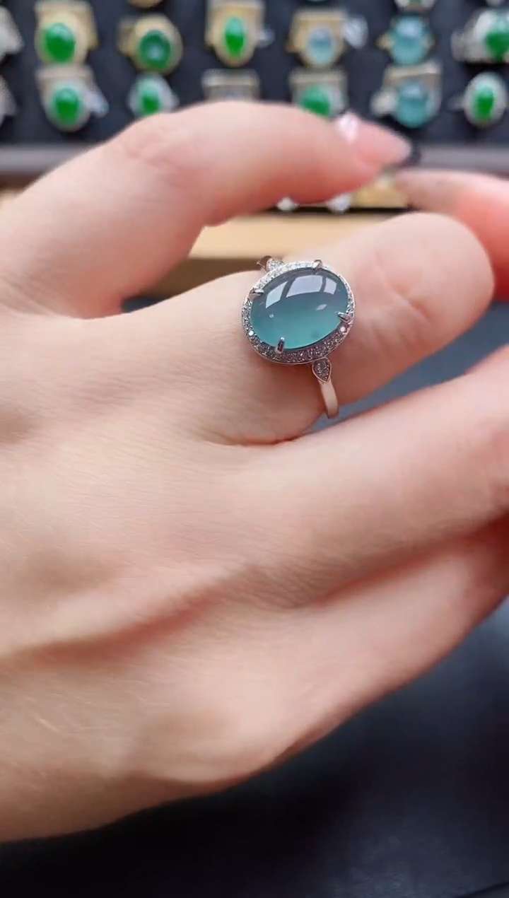 银S925镶嵌戒指翡翠1