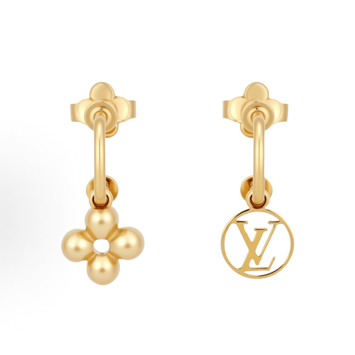 未使用 LouisVuitton/路易威登 老花logo设计 耳环 金色