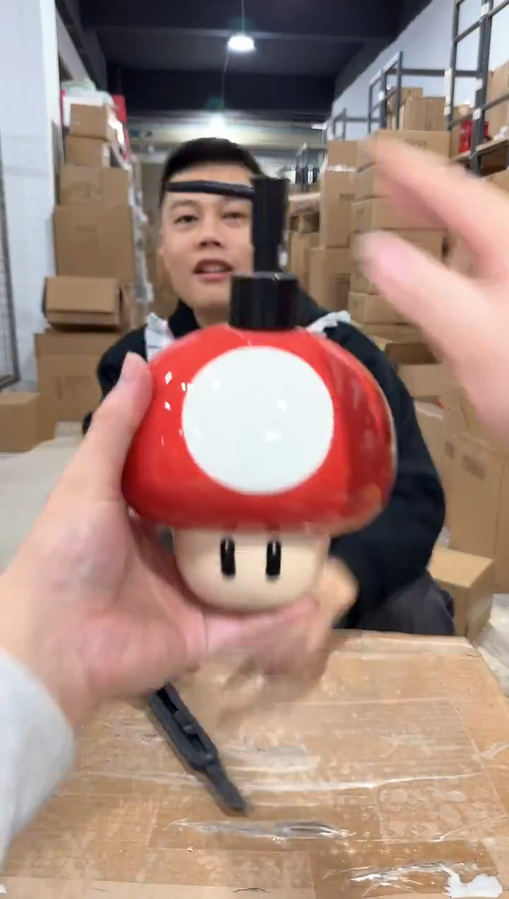 瓷片蘑菇按压瓶 