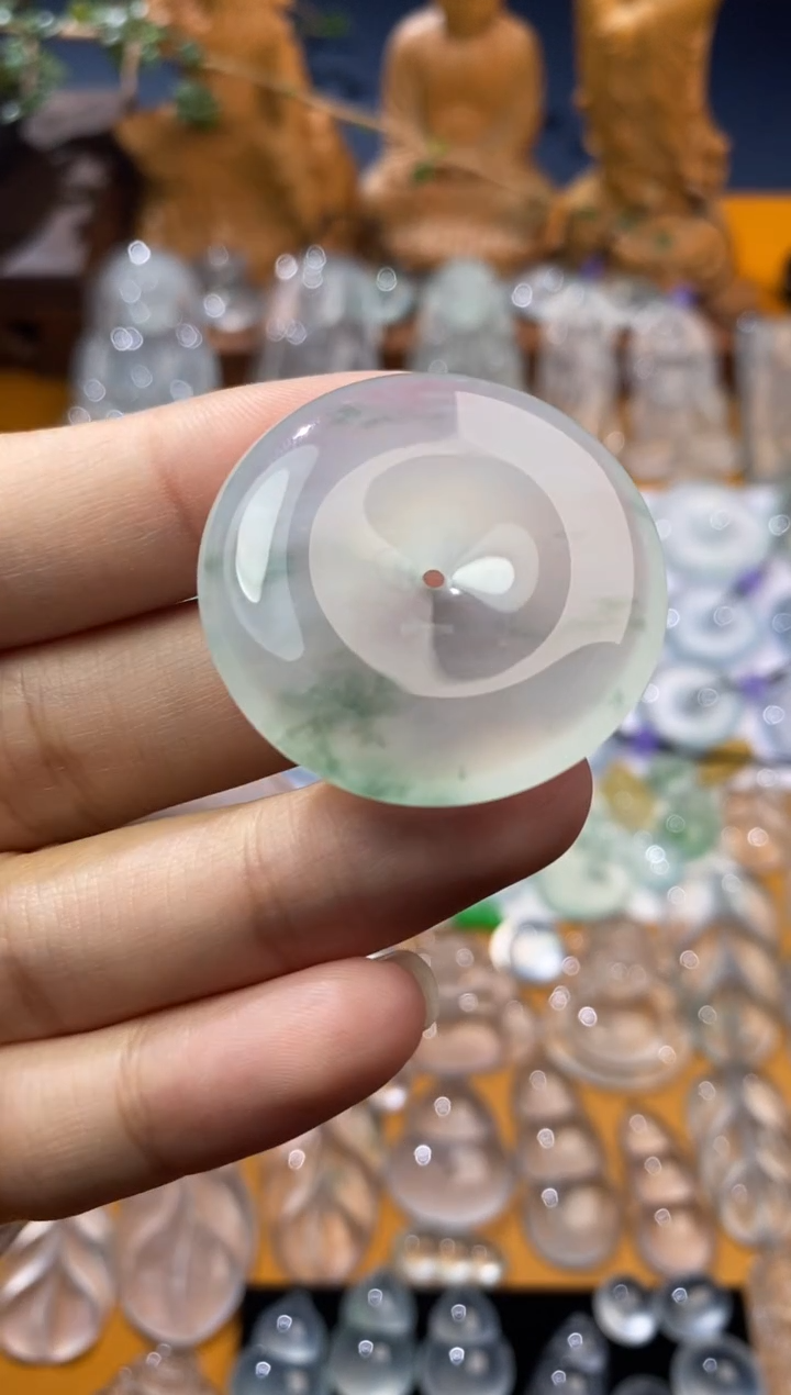 【闪购商品】定制翡翠未镶嵌平安扣33.1*6.5