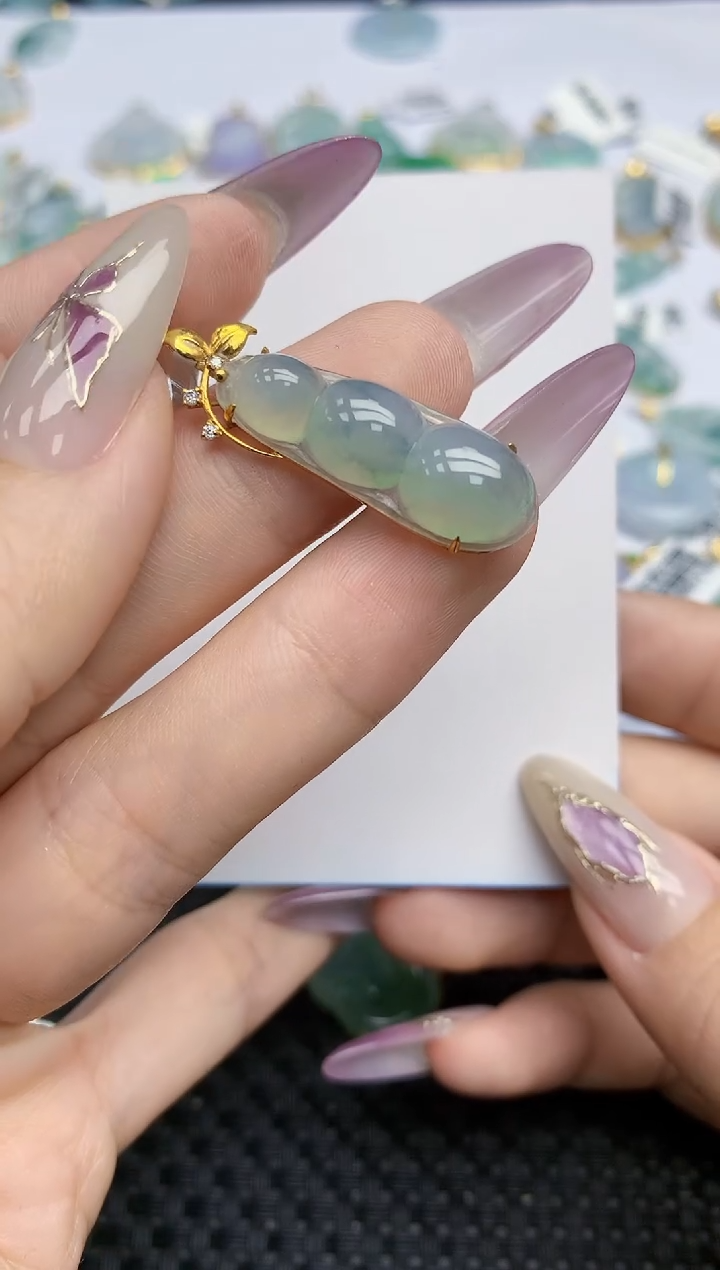 翡翠挂件18K金镶嵌168   天然翡翠A货