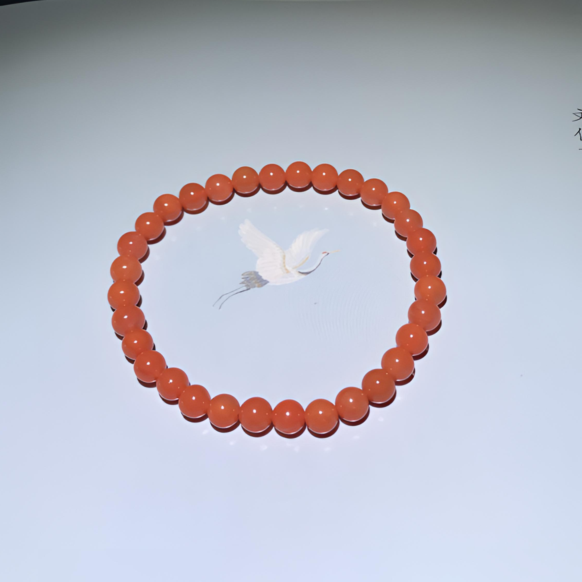 保山南红原矿单圈手串纯手工柿子红时尚素圈百搭气质民族风